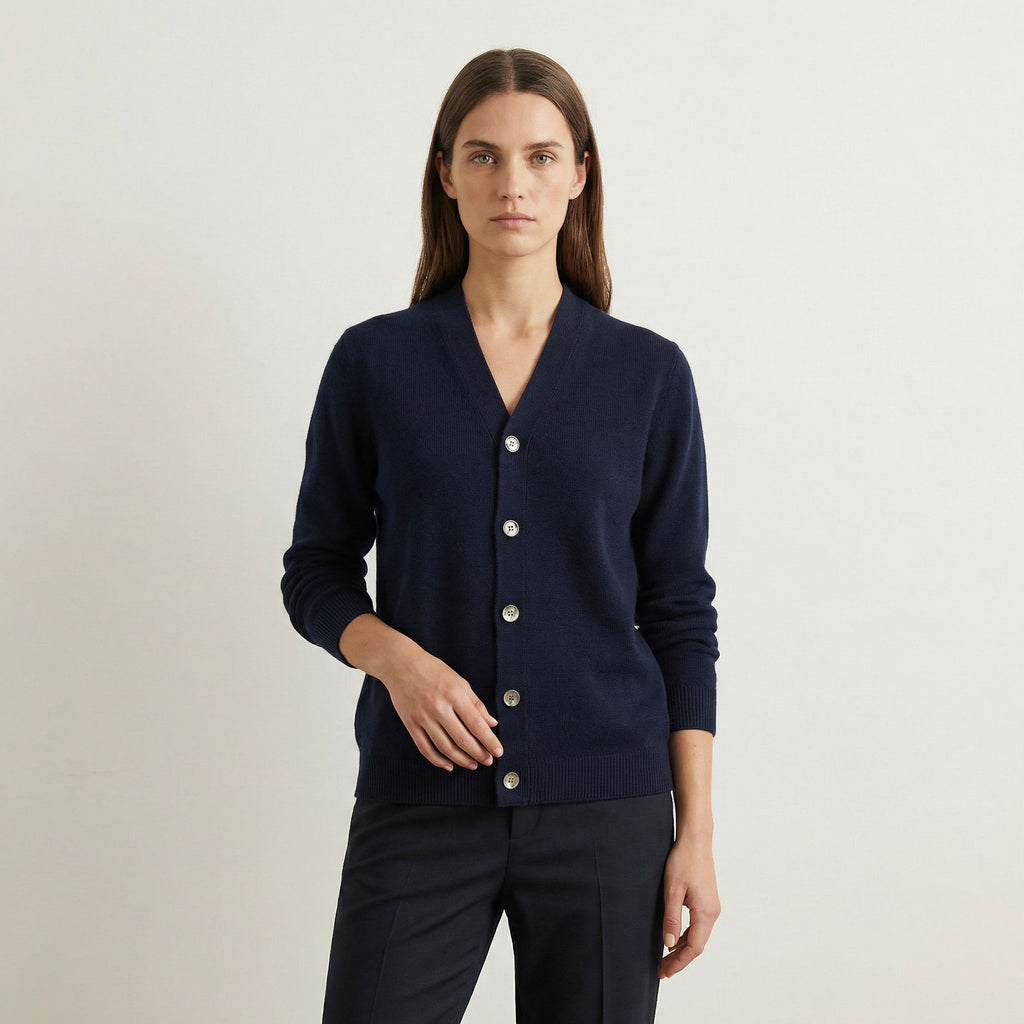 The Daily - Cashmere Unisex V Neck Cardigan [City Navy]