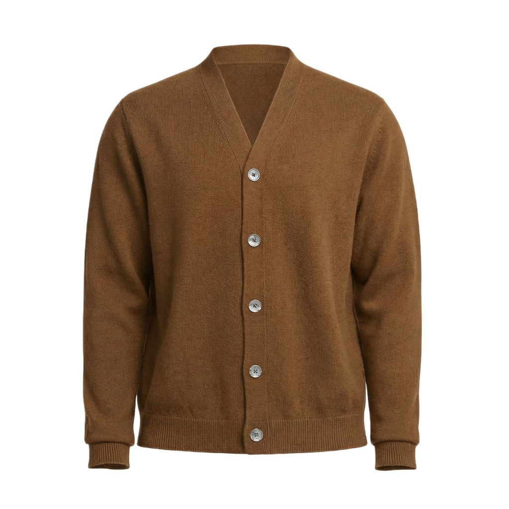 The Daily - Cashmere Unisex V Neck Cardigan [Caramel]