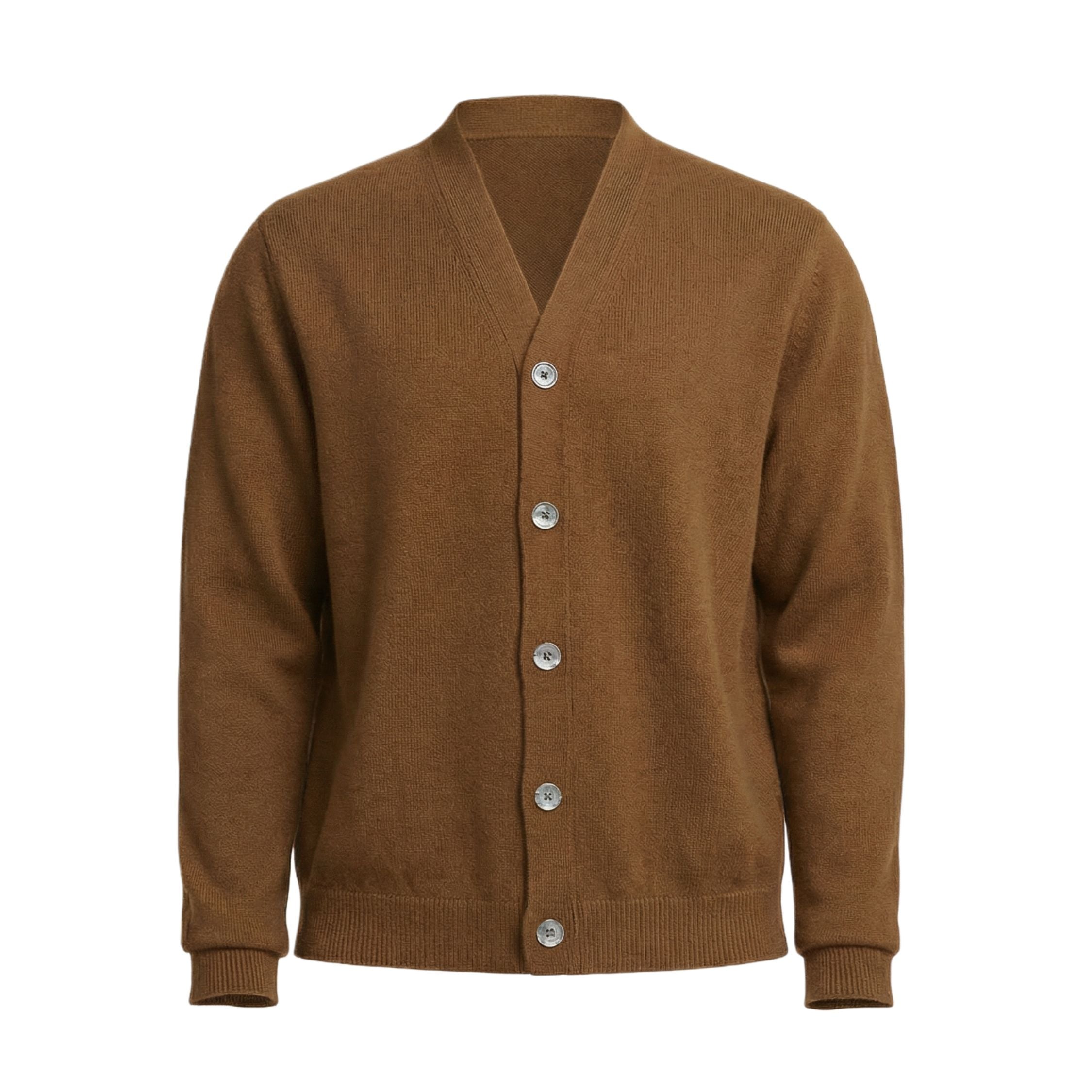 The Daily - Cashmere Unisex V Neck Cardigan [Caramel]