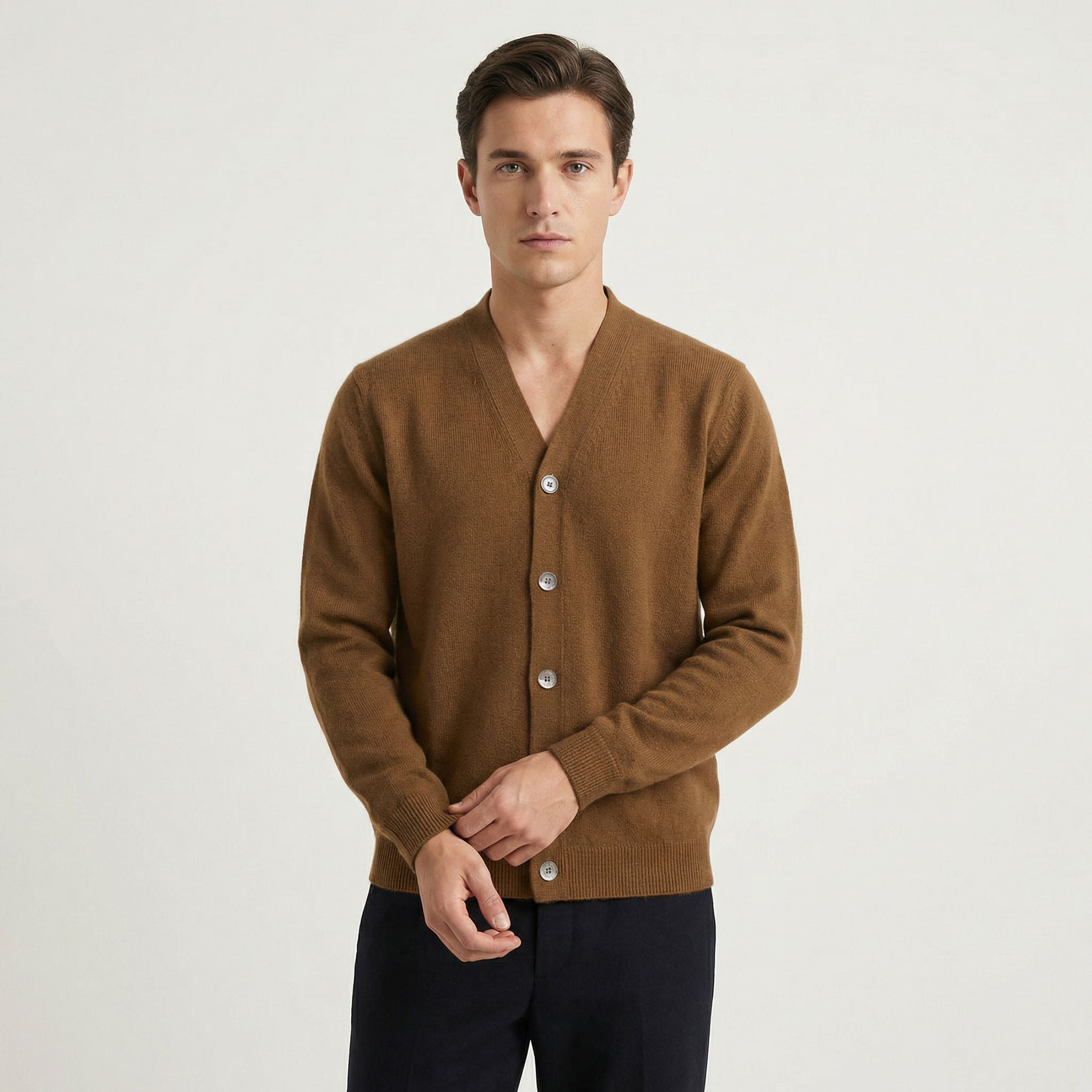 The Daily - Unisex V Neck Cardigan [Caramel]