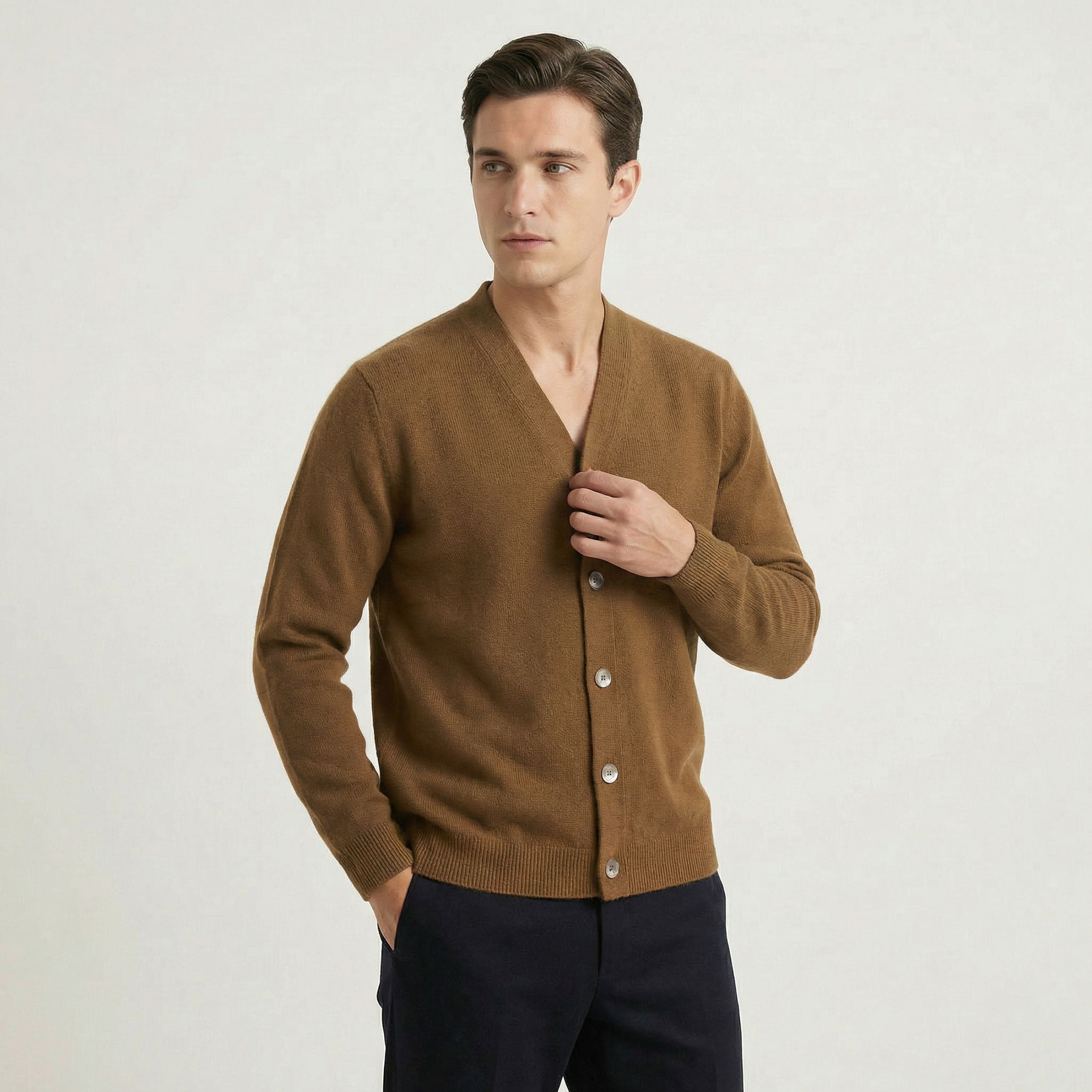The Daily - Unisex V Neck Cardigan [Caramel]